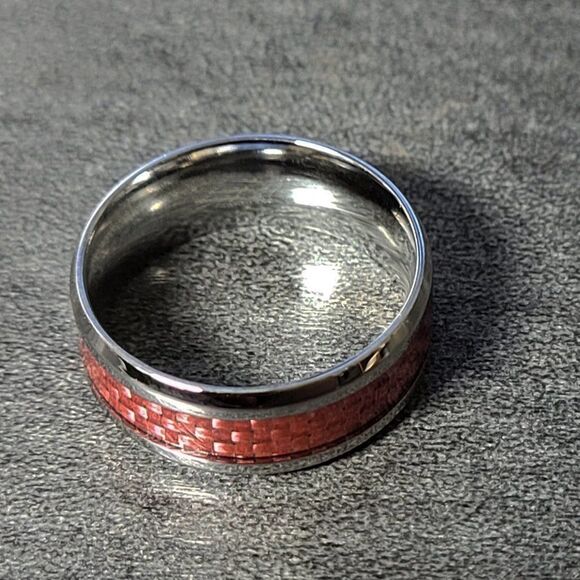 Women's Pink carbon Fiber Ring Band  - Carbon Fiber Ring - Picture 10 of 11